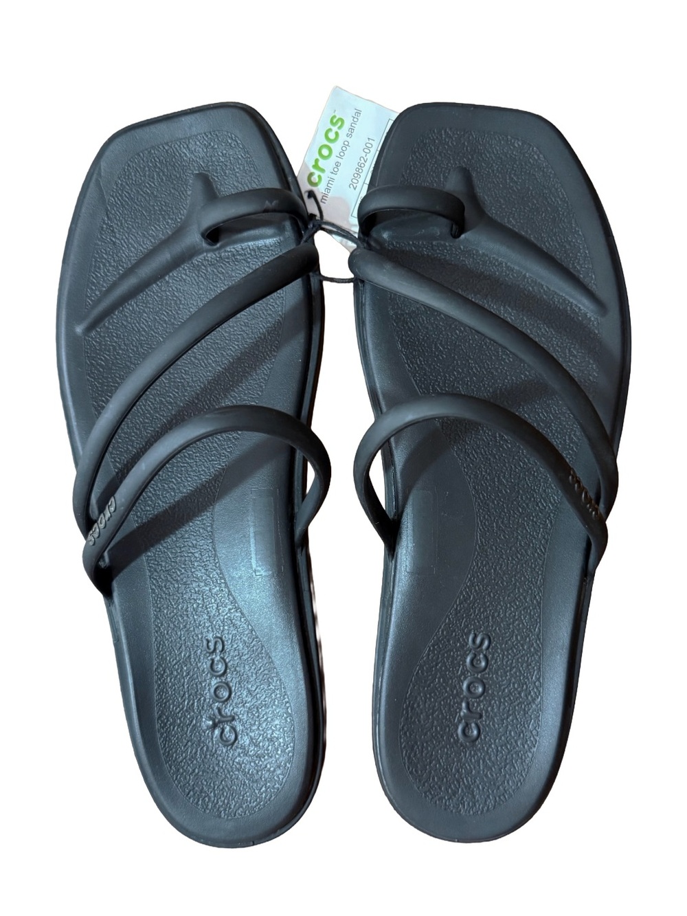 Crocs Miami Toe Loop Sandals Women’s 8 Black Platform Comfort NWT Like New - Picture 5 of 7